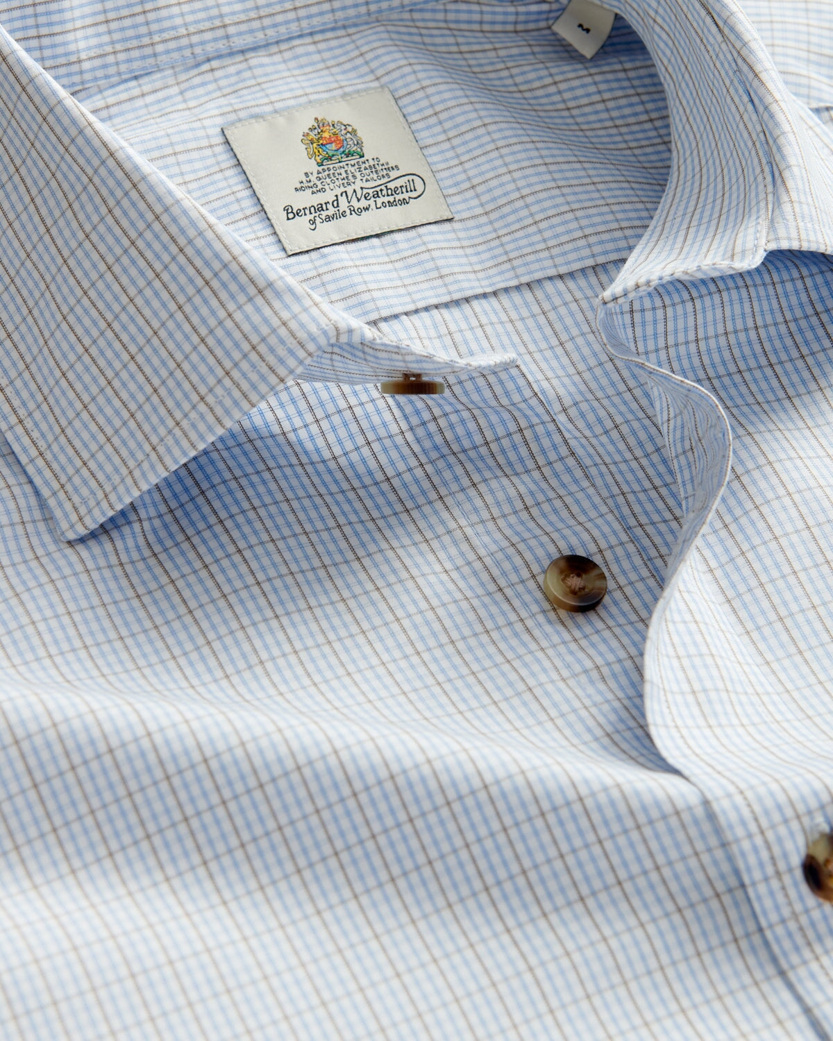 Bernard Weatherill BERNARD WEATHERILL Micro Check Shirt Sky/Red/White Savile Row Gentlemens Outfitters