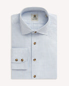 Bernard Weatherill BERNARD WEATHERILL Micro Check Shirt Sky/Red/White Savile Row Gentlemens Outfitters