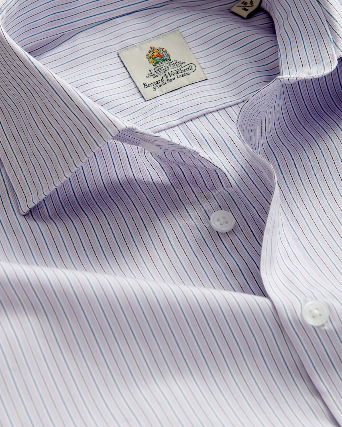 Bernard Weatherill BERNARD WEATHERILL Micro City Stripe Poplin Shirt Blue Savile Row Gentlemens Outfitters