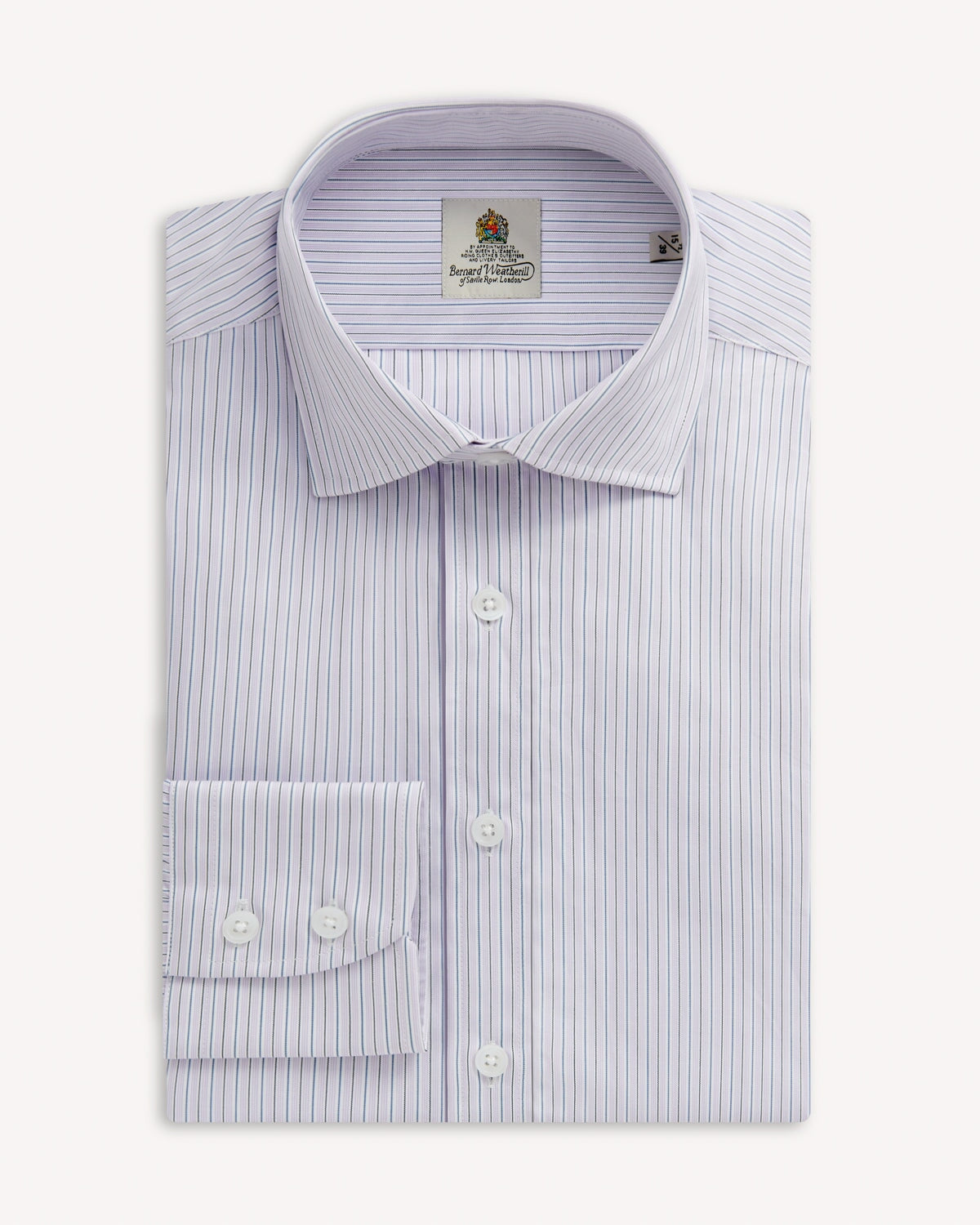 Bernard Weatherill BERNARD WEATHERILL Micro City Stripe Poplin Shirt Blue Savile Row Gentlemens Outfitters