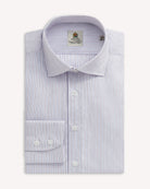 Bernard Weatherill BERNARD WEATHERILL Micro City Stripe Poplin Shirt Blue Savile Row Gentlemens Outfitters