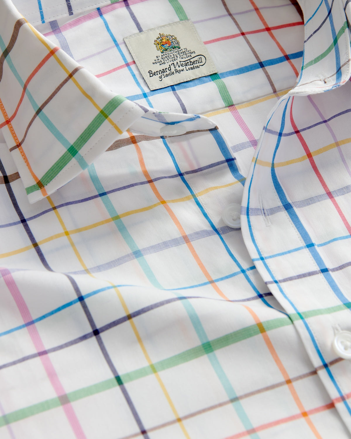 Bernard Weatherill BERNARD WEATHERILL Multi Windowpane Check Shirt White/Yellow Savile Row Gentlemens Outfitters