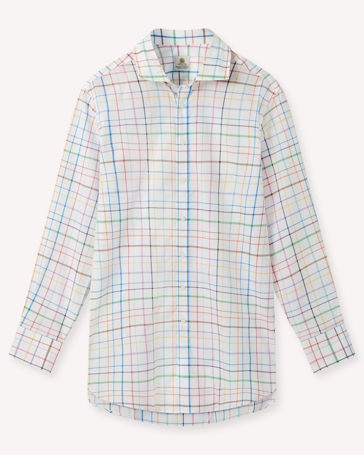Bernard Weatherill BERNARD WEATHERILL Multi Windowpane Check Shirt White/Yellow Savile Row Gentlemens Outfitters