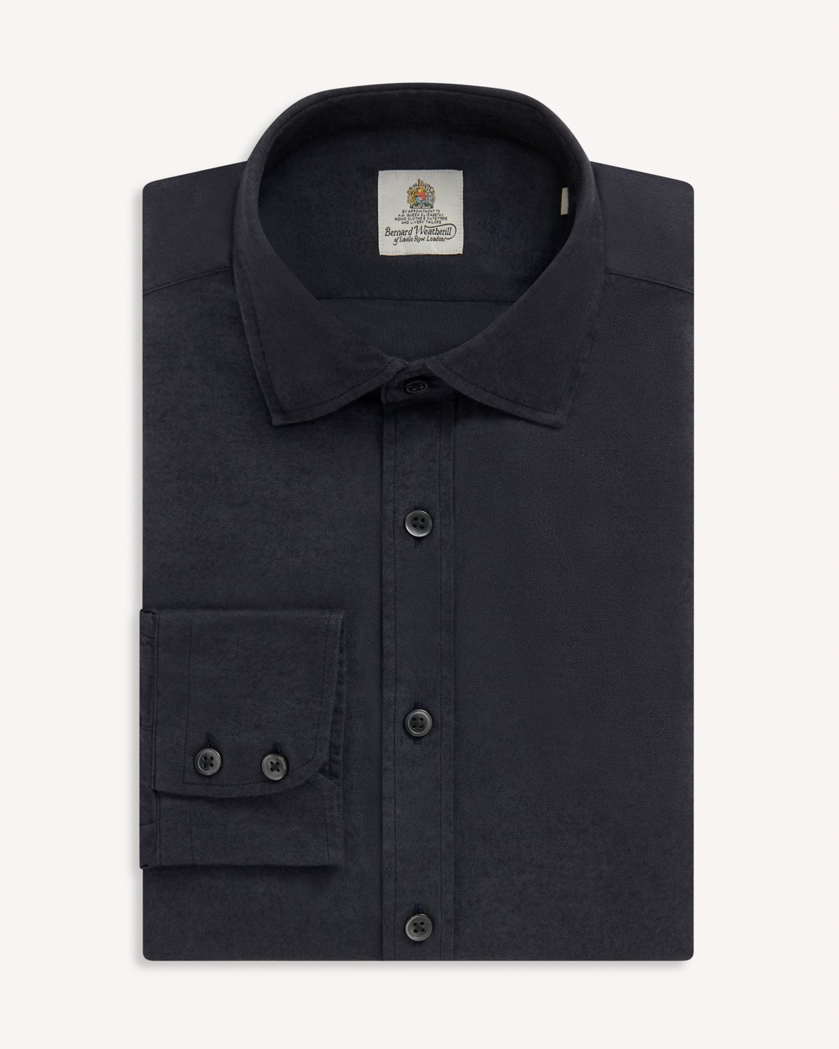Bernard Weatherill BERNARD WEATHERILL Plain Brushed Cotton Shirt Charcoal Savile Row Gentlemens Outfitters