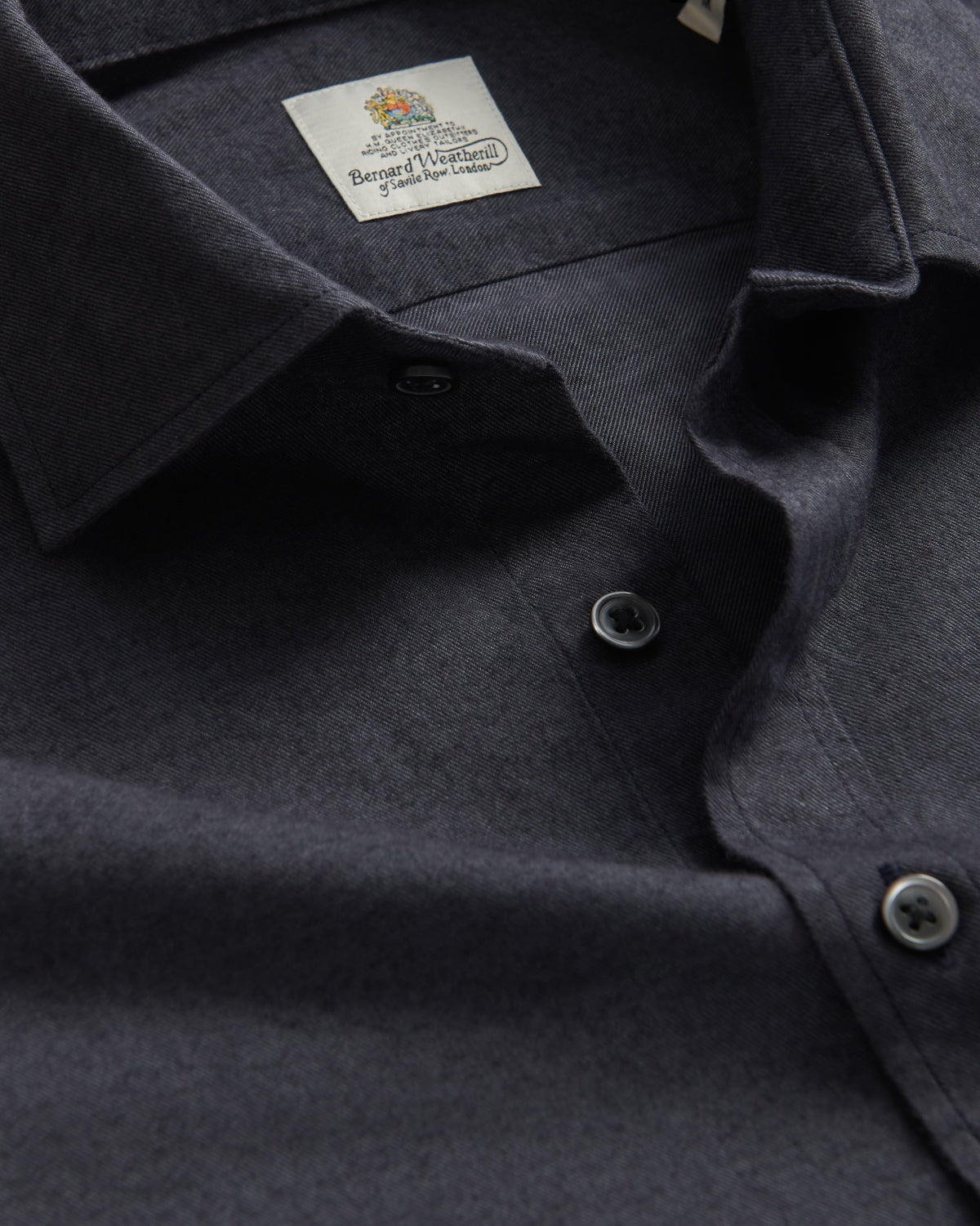 Bernard Weatherill BERNARD WEATHERILL Plain Brushed Cotton Shirt Charcoal Savile Row Gentlemens Outfitters