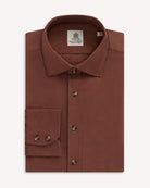 Bernard Weatherill BERNARD WEATHERILL Plain Cotton Twill Shirt Chocolate Savile Row Gentlemens Outfitters