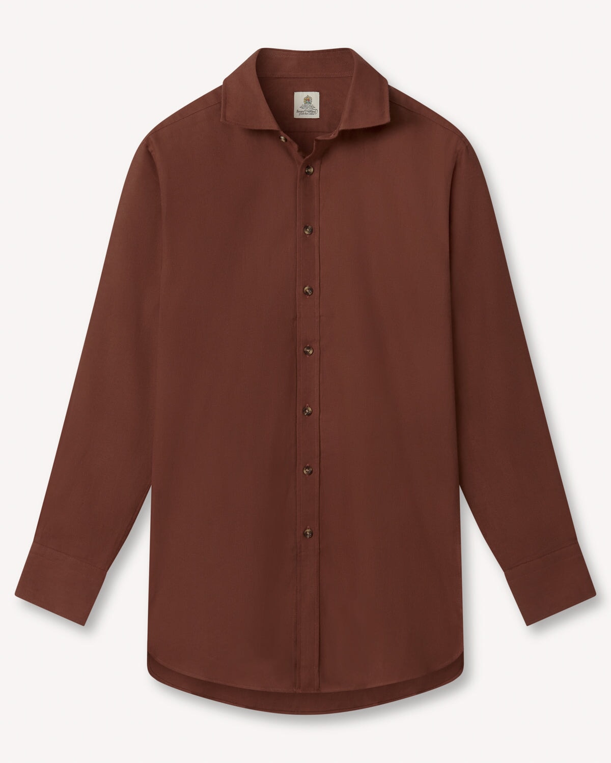 Bernard Weatherill BERNARD WEATHERILL Plain Cotton Twill Shirt Chocolate Savile Row Gentlemens Outfitters