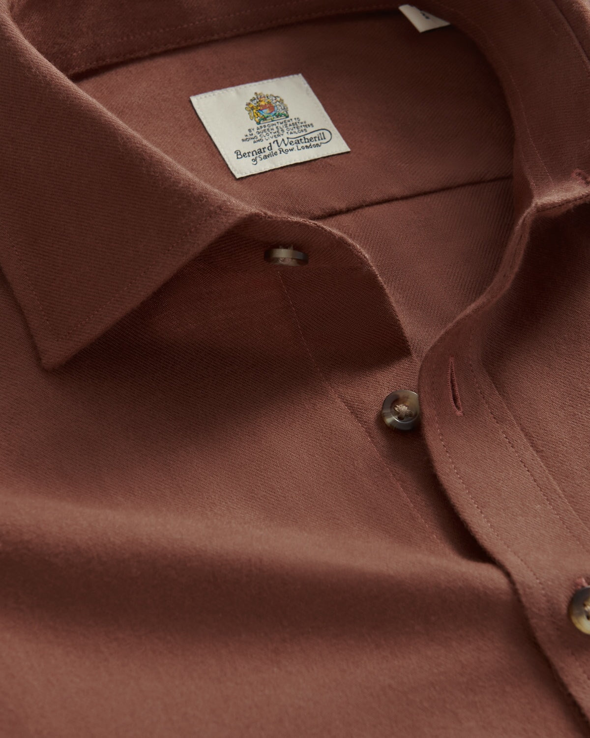 Bernard Weatherill BERNARD WEATHERILL Plain Cotton Twill Shirt Chocolate Savile Row Gentlemens Outfitters