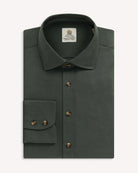Bernard Weatherill BERNARD WEATHERILL Plain Cotton Twill Shirt Green Savile Row Gentlemens Outfitters