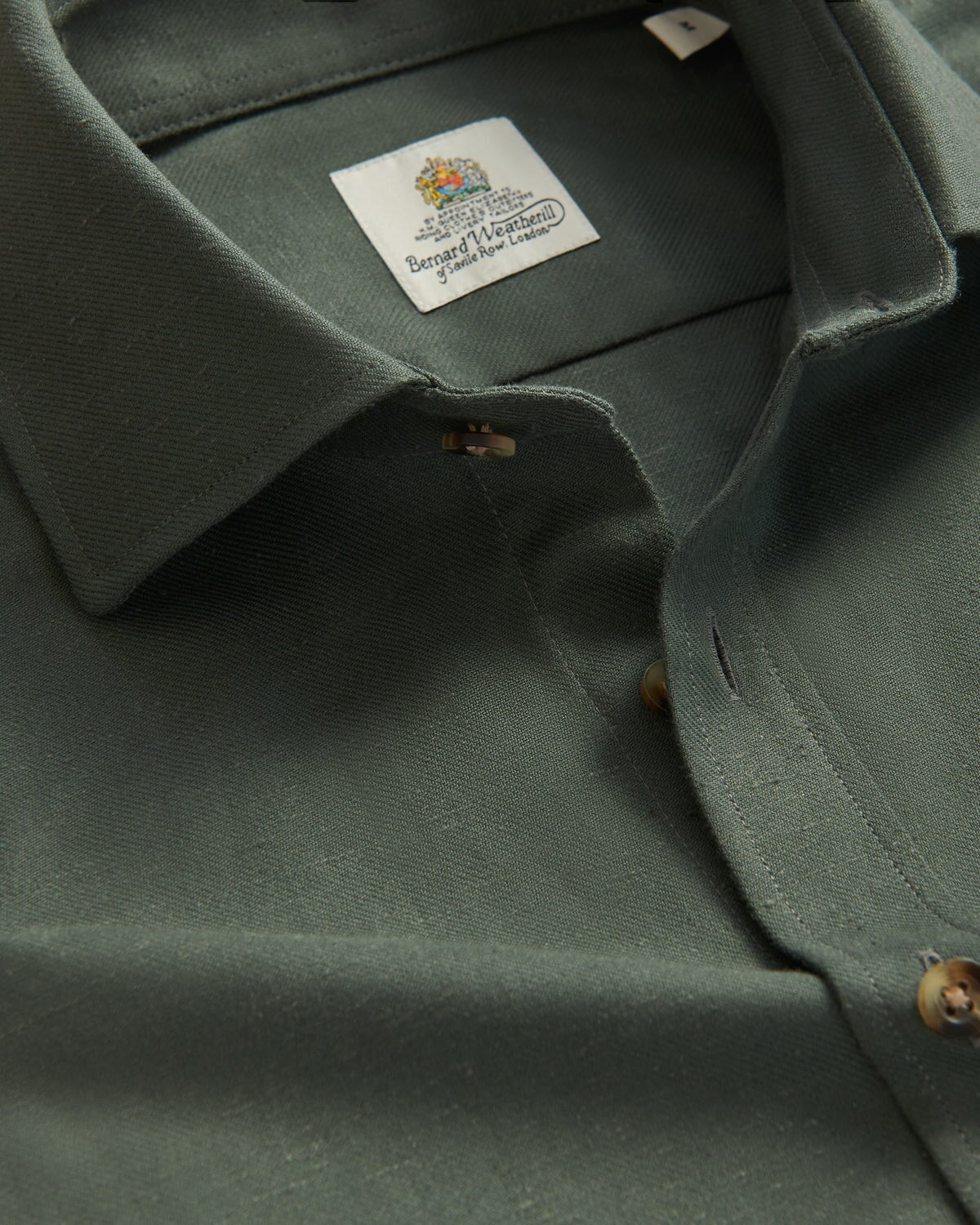 Bernard Weatherill BERNARD WEATHERILL Plain Cotton Twill Shirt Green Savile Row Gentlemens Outfitters