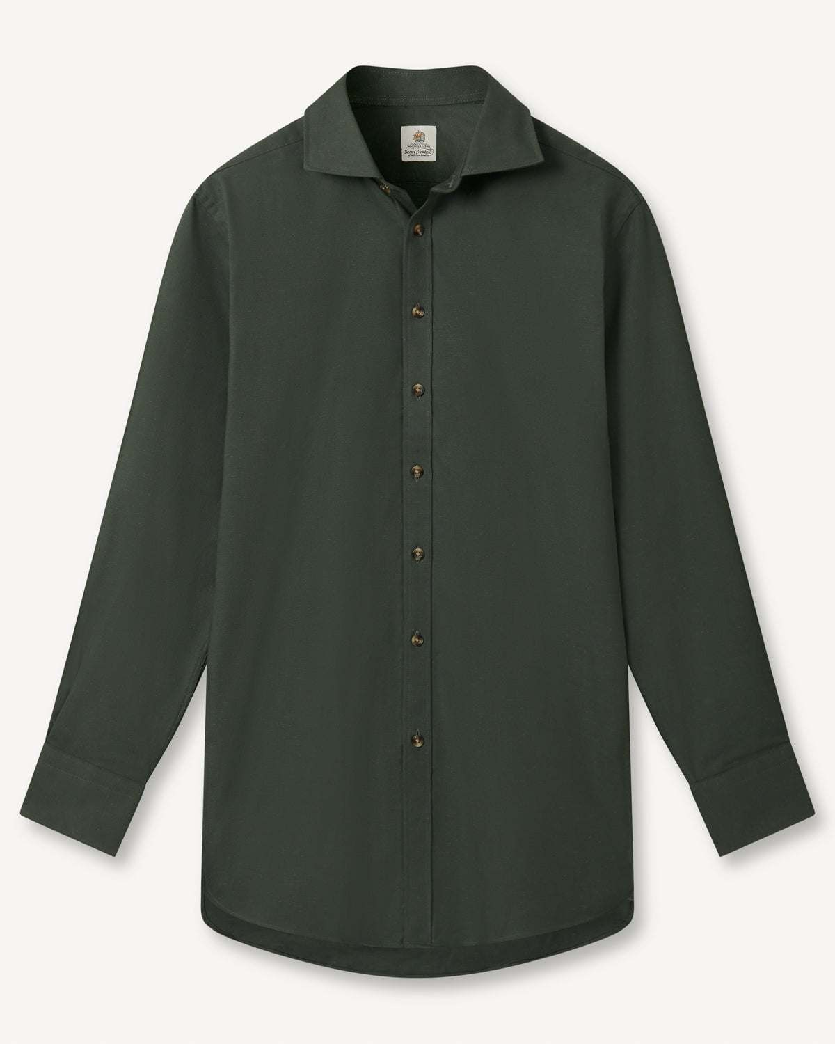 Bernard Weatherill BERNARD WEATHERILL Plain Cotton Twill Shirt Green Savile Row Gentlemens Outfitters