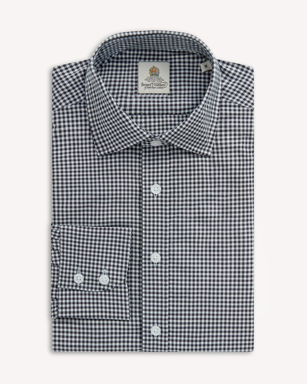Bernard Weatherill BERNARD WEATHERILL Poplin Micro Gingham Shirt Black/White Savile Row Gentlemens Outfitters