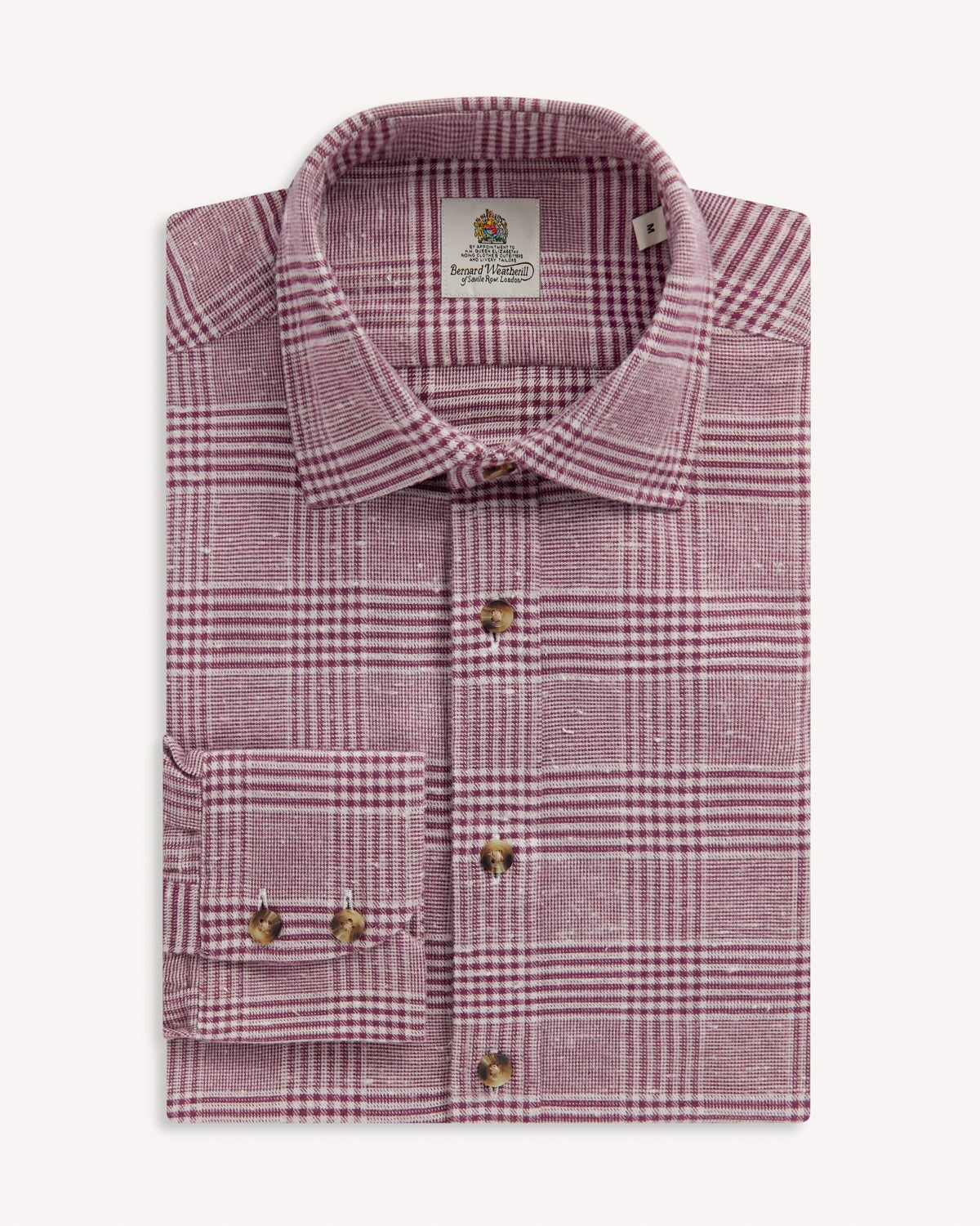 Bernard Weatherill BERNARD WEATHERILL Prince Of Wales Check Shirt Brown/White Savile Row Gentlemens Outfitters