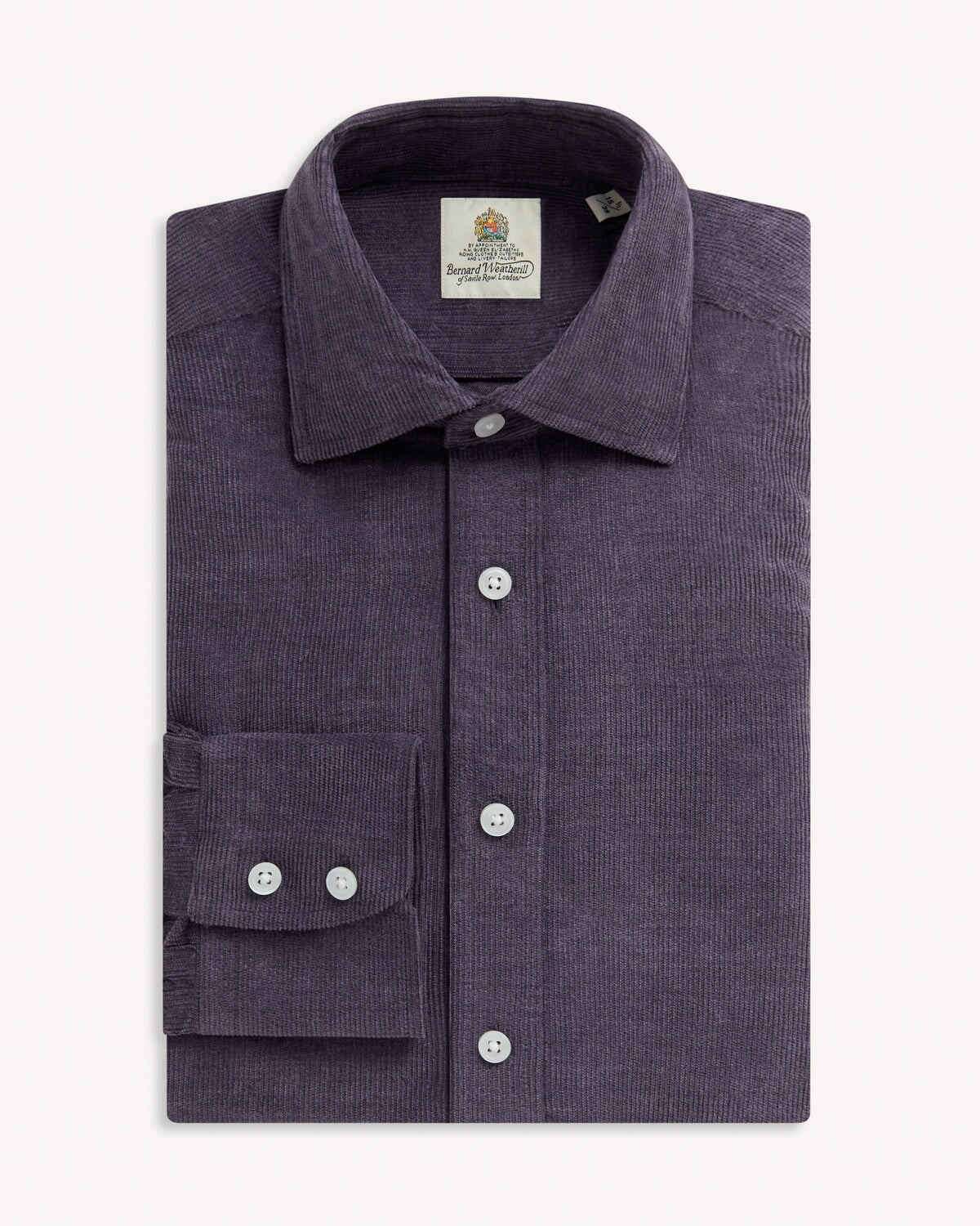 Bernard Weatherill BERNARD WEATHERILL Soft Needle Cord Shirt Purple Savile Row Gentlemens Outfitters