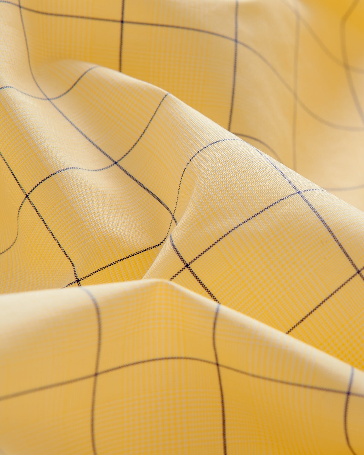 Bernard Weatherill BERNARD WEATHERILL Windowpane Check Semi-Cutaway Shirt Yellow/Blue Savile Row Gentlemens Outfitters