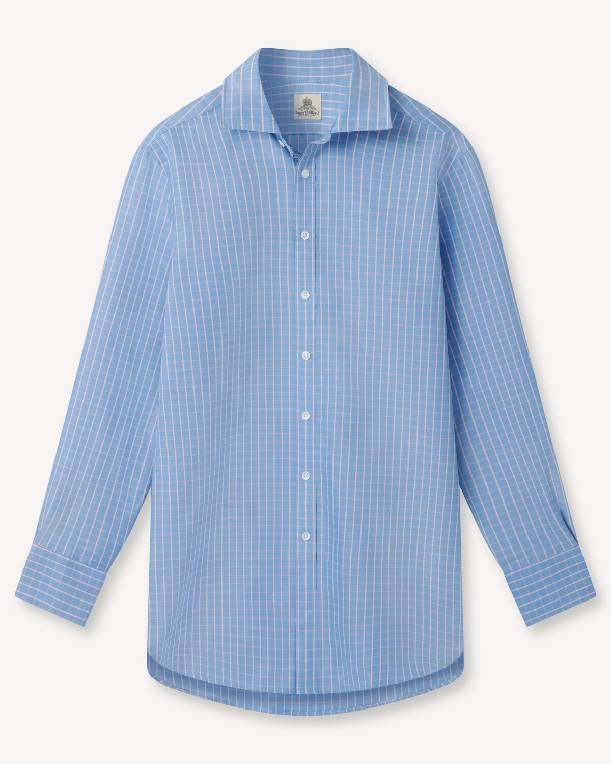 Bernard Weatherill BERNARD WEATHERILL Windowpane Oxford Cotton Shirt Blue/White Savile Row Gentlemens Outfitters