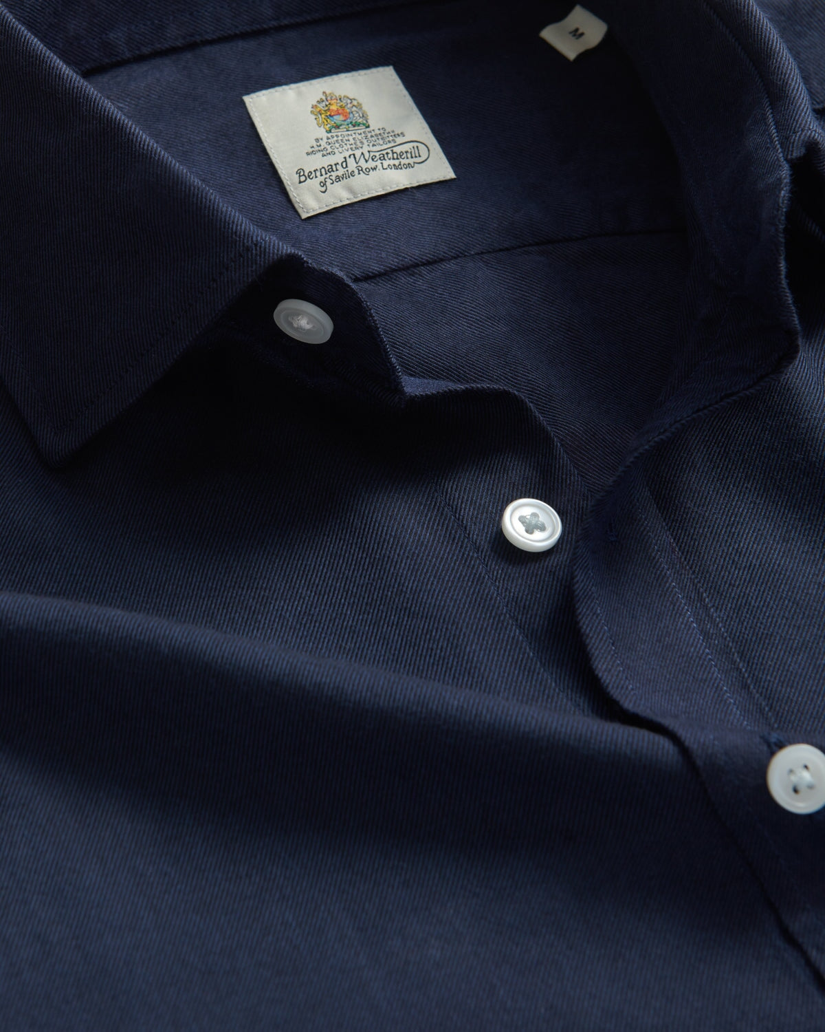 Bernard Weatherill BERNARD WEATHRILL Brushed Cotton Semi-Cutway Shirt Navy Savile Row Gentlemens Outfitters