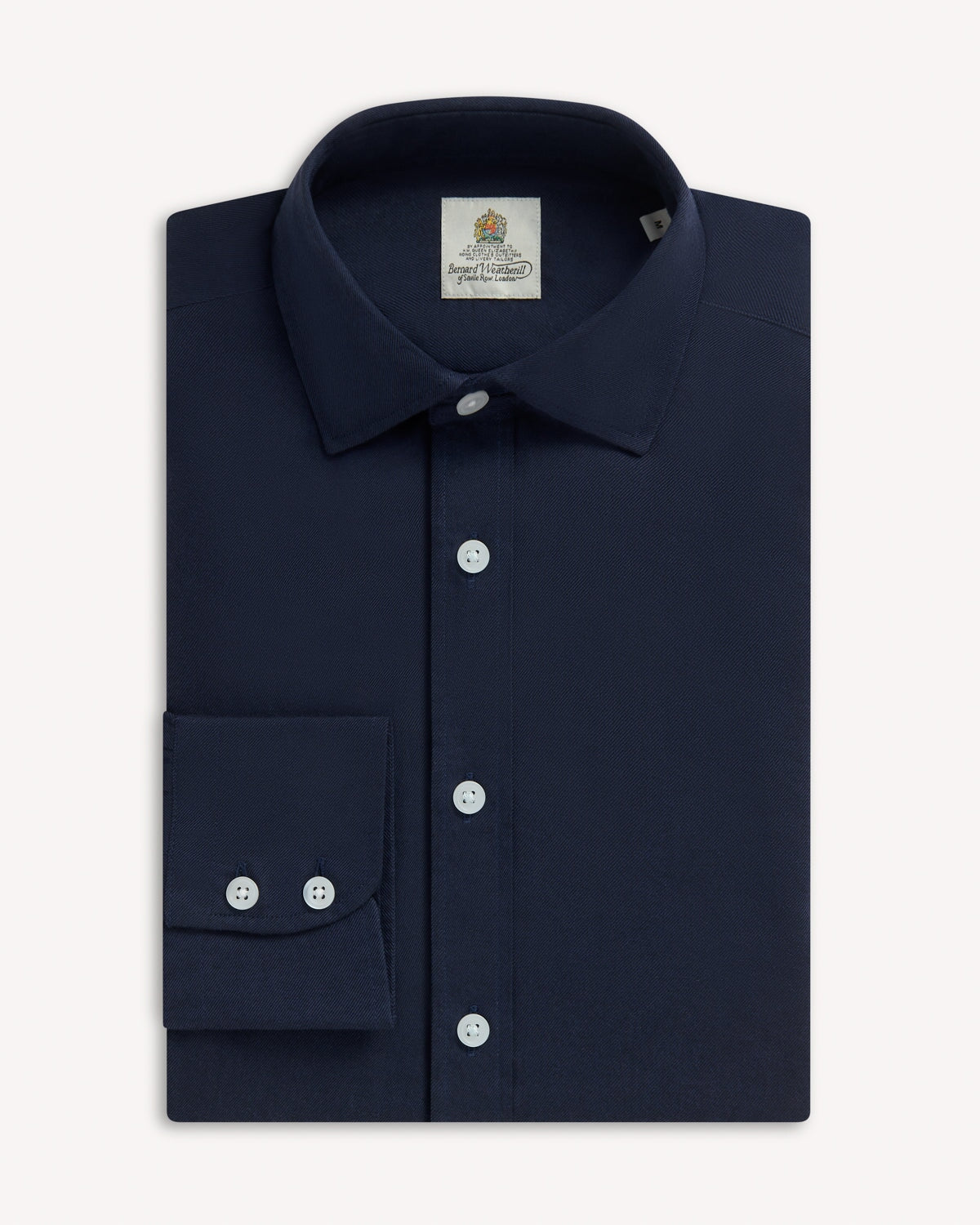 Bernard Weatherill BERNARD WEATHRILL Brushed Cotton Semi-Cutway Shirt Navy Savile Row Gentlemens Outfitters