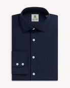 Bernard Weatherill BERNARD WEATHRILL Brushed Cotton Semi-Cutway Shirt Navy Savile Row Gentlemens Outfitters