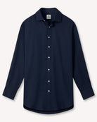 Bernard Weatherill BERNARD WEATHRILL Brushed Cotton Semi-Cutway Shirt Navy Savile Row Gentlemens Outfitters