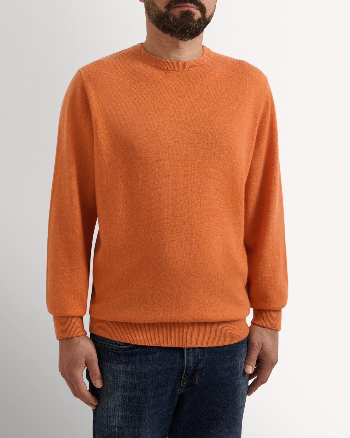 Bernard Weatherill Cashmere Mix Crew Neck BURNT ORANGE Savile Row Gentlemens Outfitters