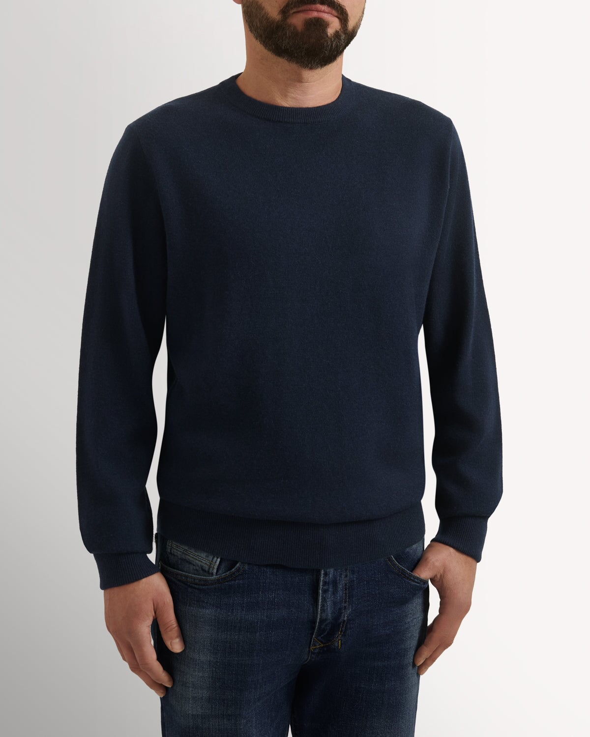 Bernard Weatherill Cashmere Mix Crew Neck Navy Savile Row Gentlemens Outfitters