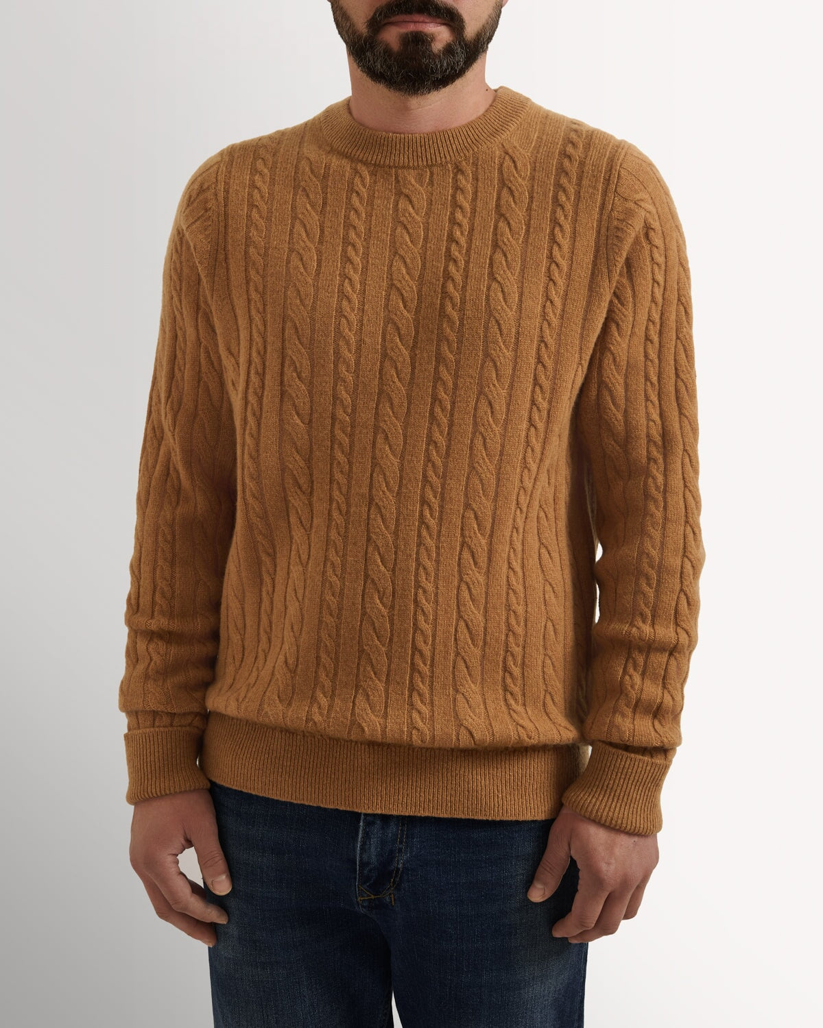 Bernard Weatherill Lambswool Cable Knit Camel Savile Row Gentlemens Outfitters