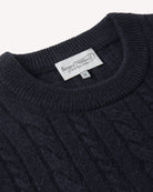 Bernard Weatherill Lambswool Cable Knit Navy Savile Row Gentlemens Outfitters