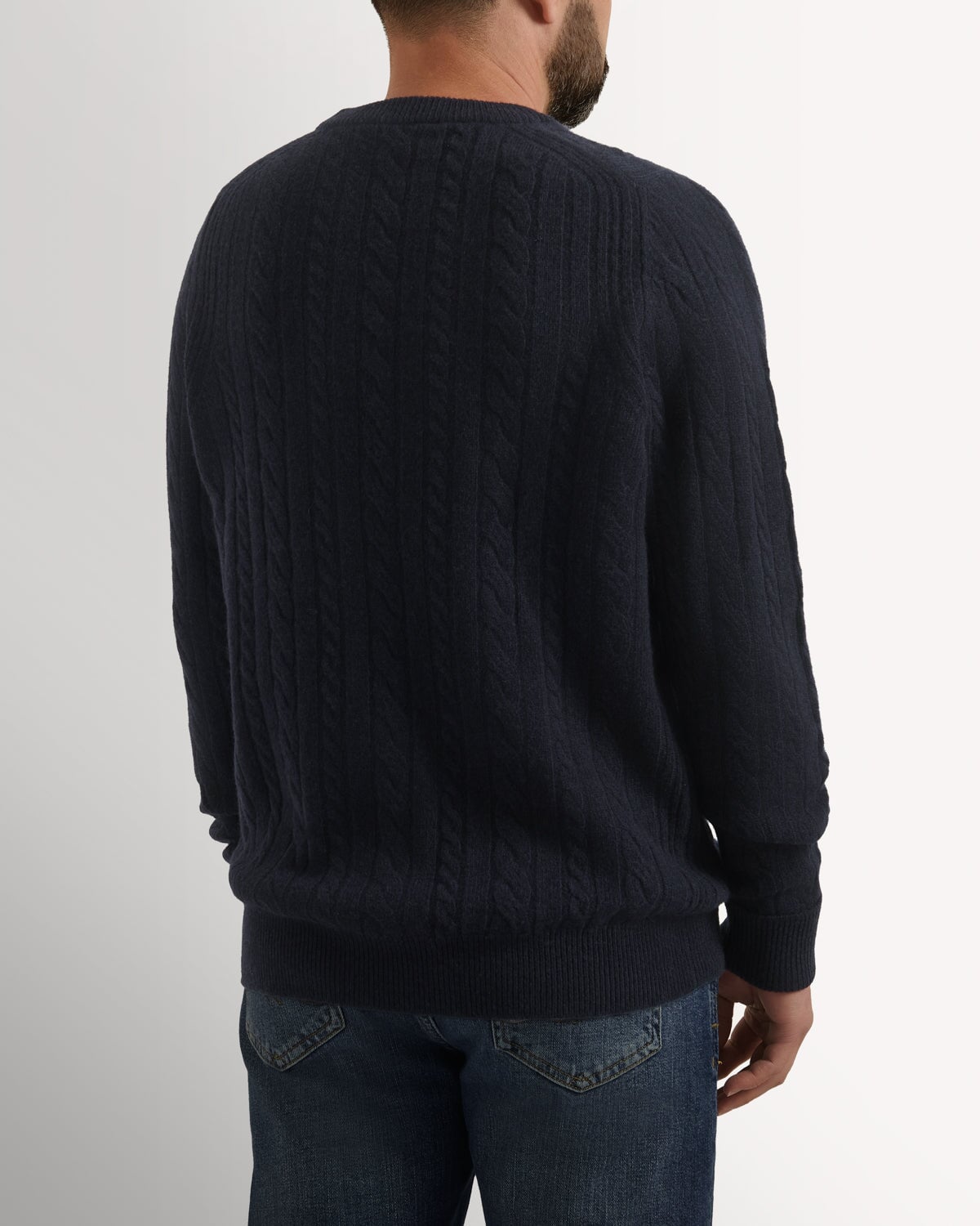 Bernard Weatherill Lambswool Cable Knit Navy Savile Row Gentlemens Outfitters
