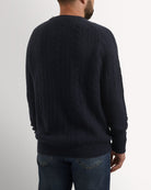 Bernard Weatherill Lambswool Cable Knit Navy Savile Row Gentlemens Outfitters