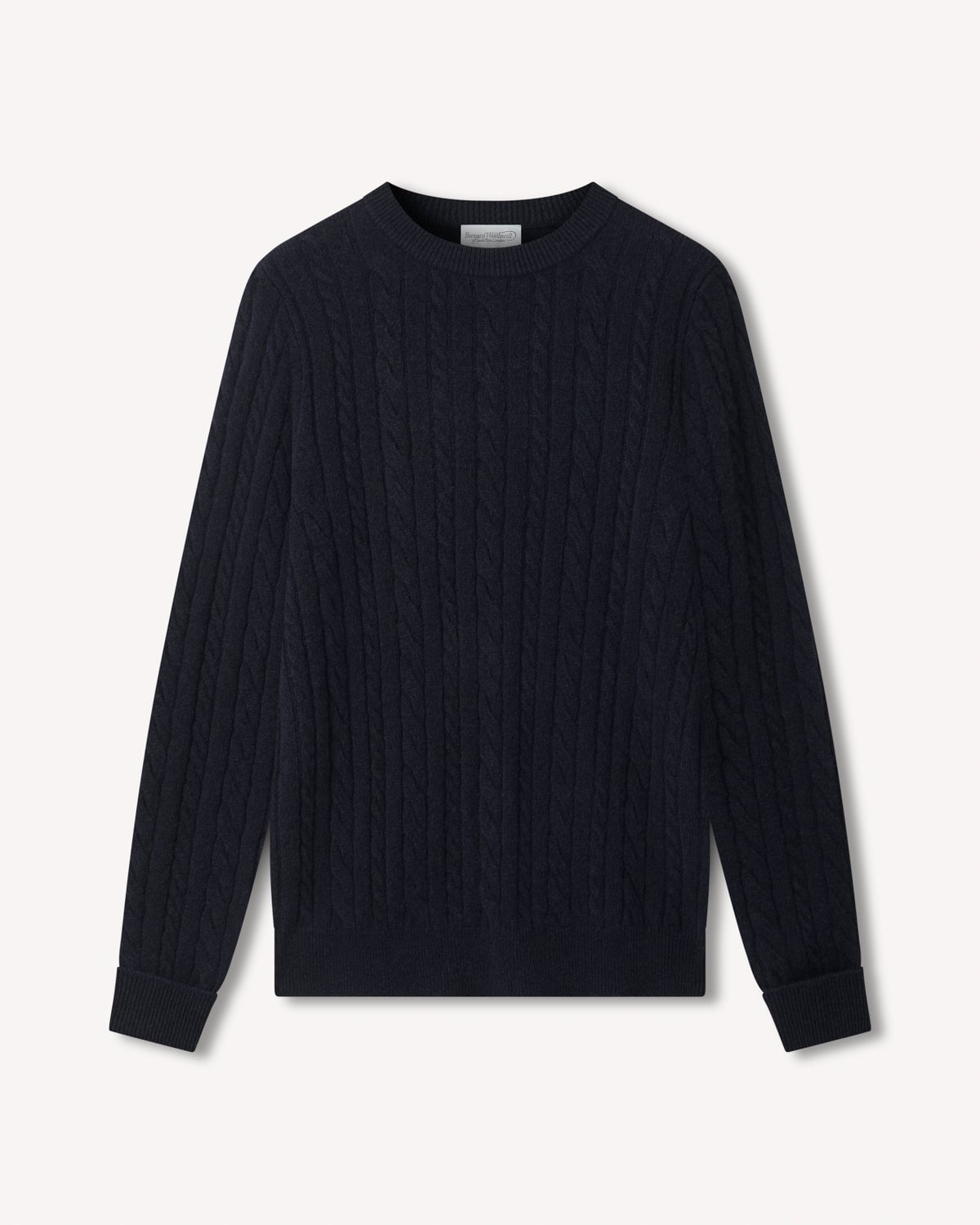 Bernard Weatherill Lambswool Cable Knit Navy Savile Row Gentlemens Outfitters