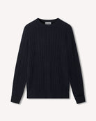 Bernard Weatherill Lambswool Cable Knit Navy Savile Row Gentlemens Outfitters