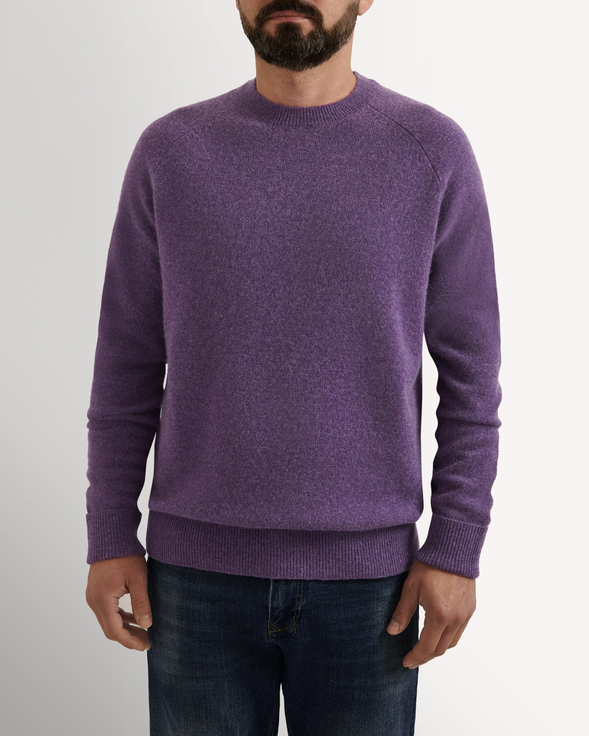 Bernard Weatherill Lambswool Plain Crew Neck Heather Savile Row Gentlemens Outfitters