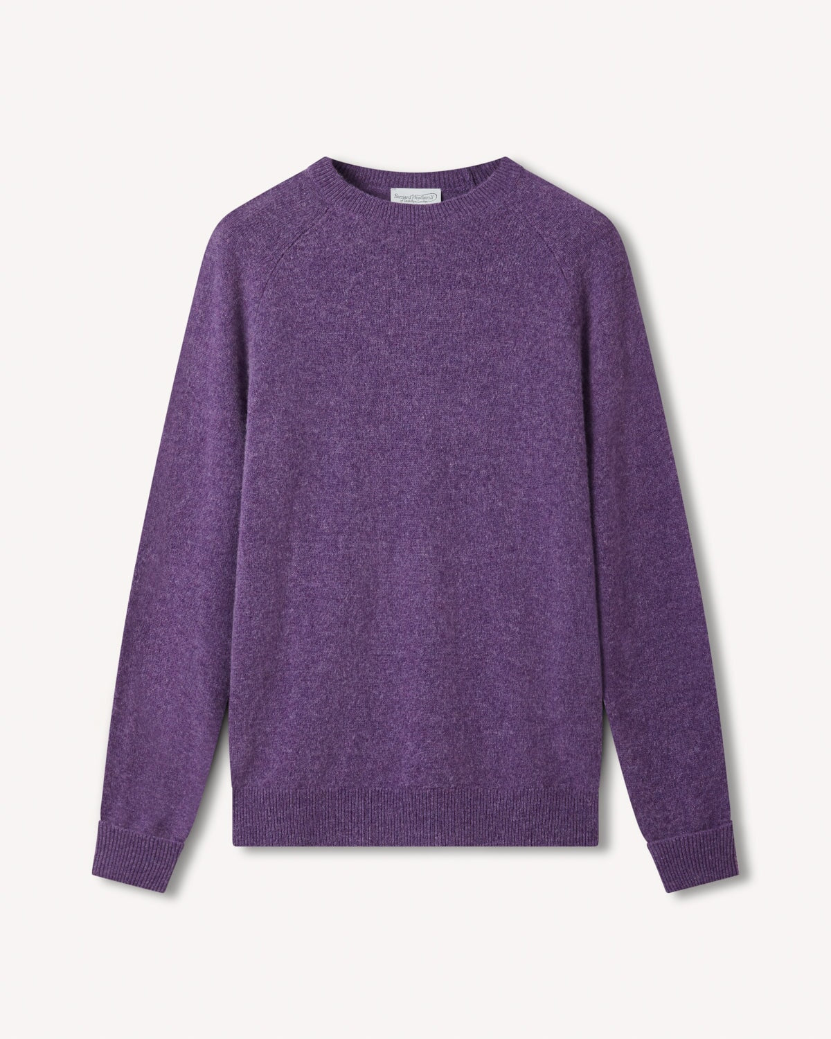 Bernard Weatherill Lambswool Plain Crew Neck Heather Savile Row Gentlemens Outfitters