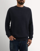 Bernard Weatherill Lambswool Plain Crew Neck NAVY Savile Row Gentlemens Outfitters