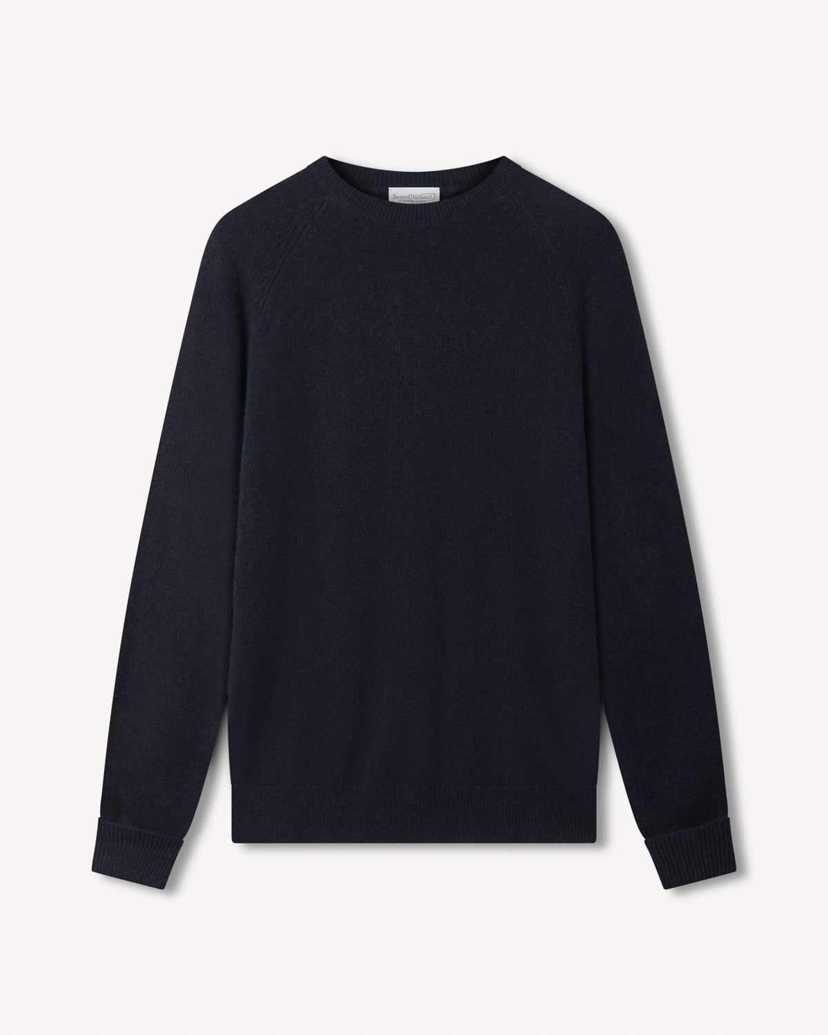 Bernard Weatherill Lambswool Plain Crew Neck NAVY Savile Row Gentlemens Outfitters