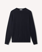 Bernard Weatherill Lambswool Plain Crew Neck NAVY Savile Row Gentlemens Outfitters