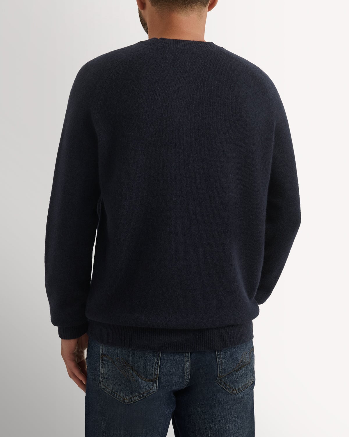 Bernard Weatherill Lambswool Plain Crew Neck NAVY Savile Row Gentlemens Outfitters