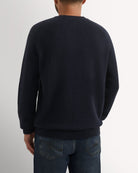 Bernard Weatherill Lambswool Plain Crew Neck NAVY Savile Row Gentlemens Outfitters