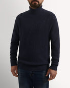 Bernard Weatherill Plain Roll Neck Melange Tweed NAVY FLEC Savile Row Gentlemens Outfitters