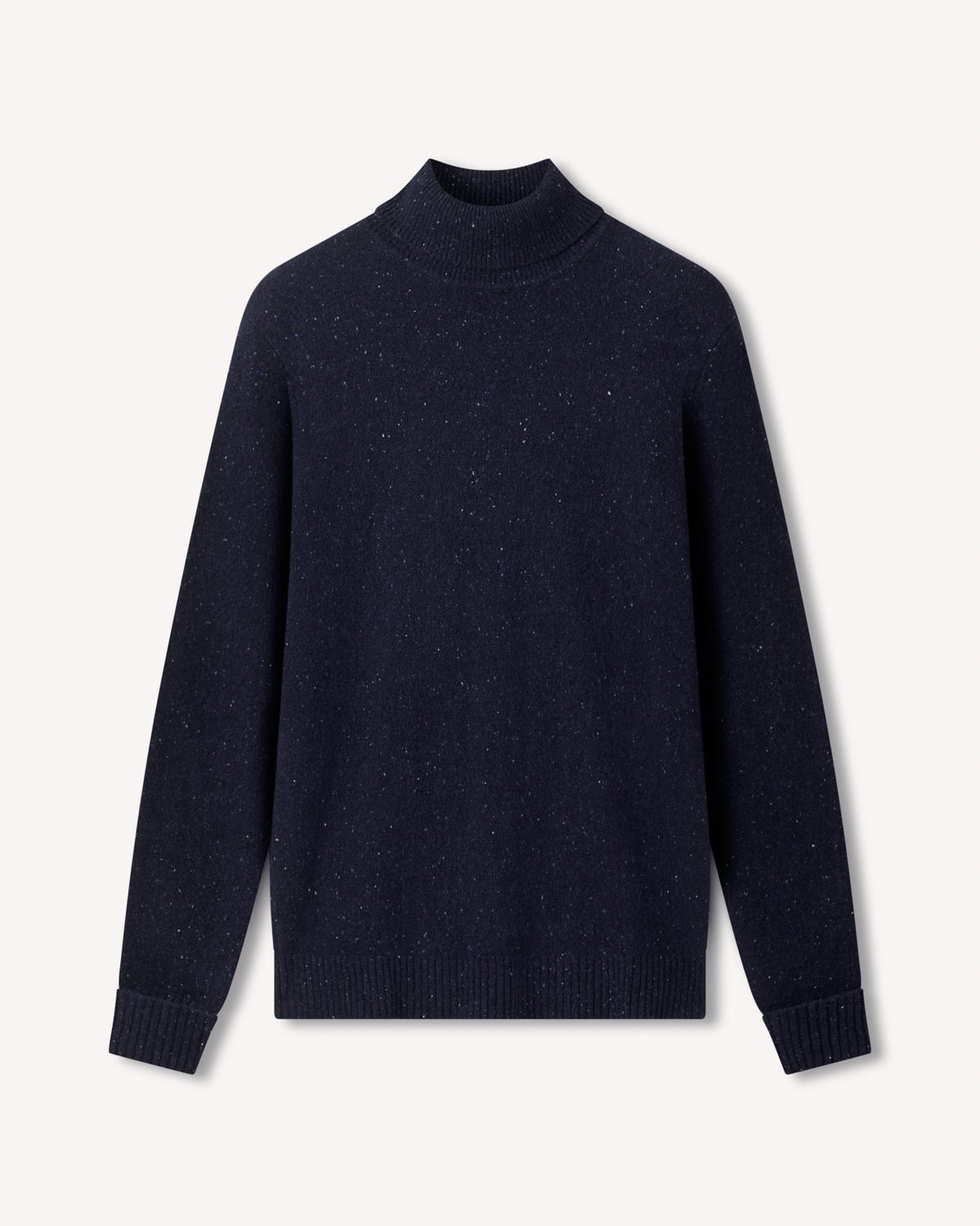 Bernard Weatherill Plain Roll Neck Melange Tweed NAVY FLEC Savile Row Gentlemens Outfitters