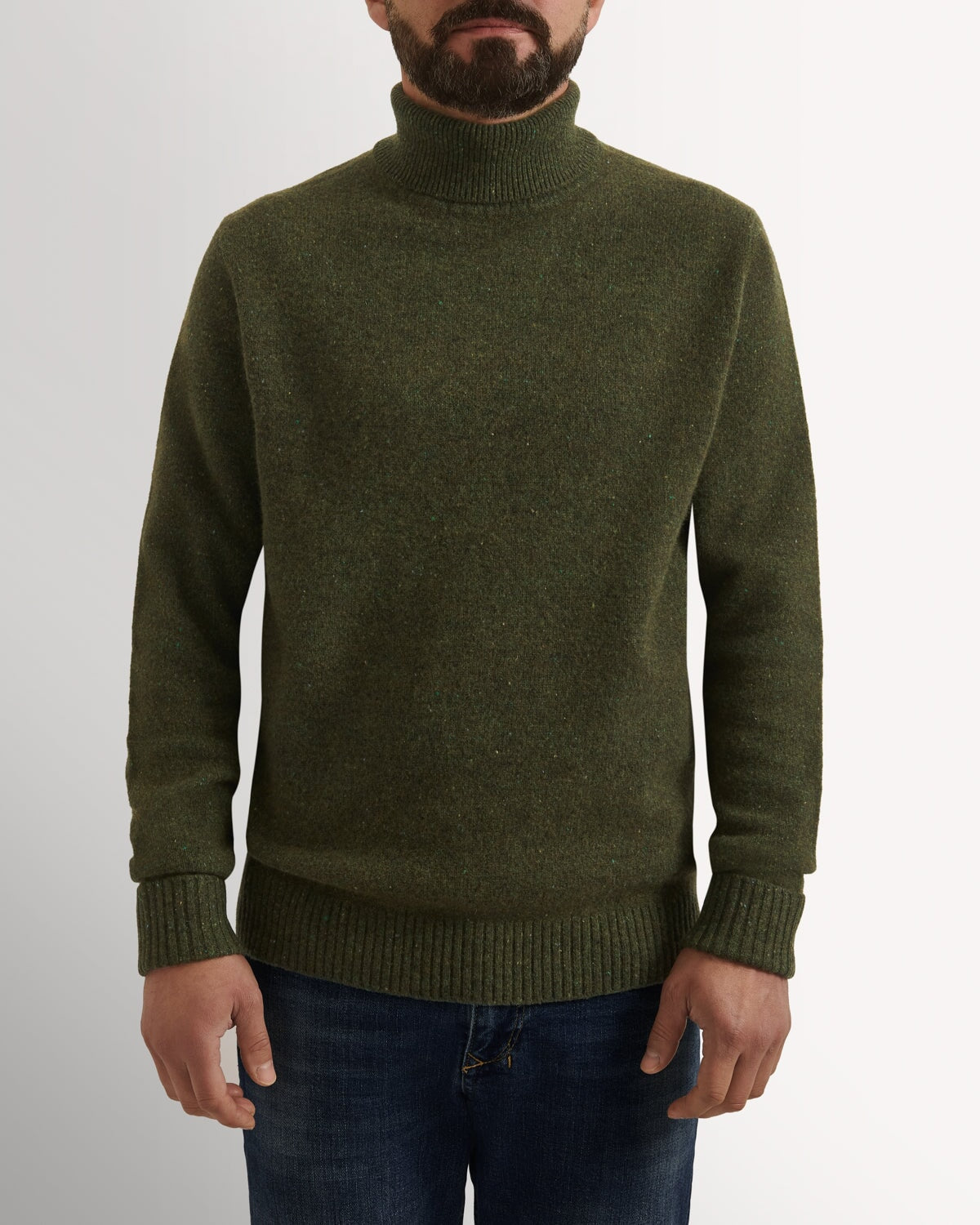 Bernard Weatherill Plain Roll Neck Melange Tweed THYME FLEC Savile Row Gentlemens Outfitters