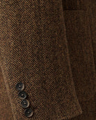Bernard Weatherill SB2 Herringbone Fawn Tweed Jacket Olive Savile Row Gentlemens Outfitters