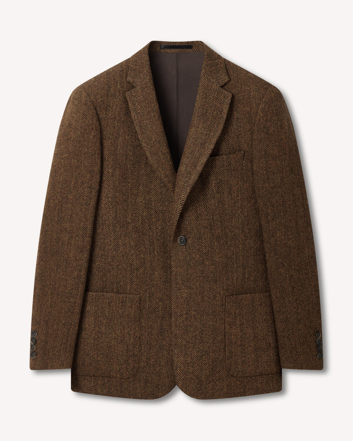 Bernard Weatherill SB2 Herringbone Fawn Tweed Jacket Olive Savile Row Gentlemens Outfitters