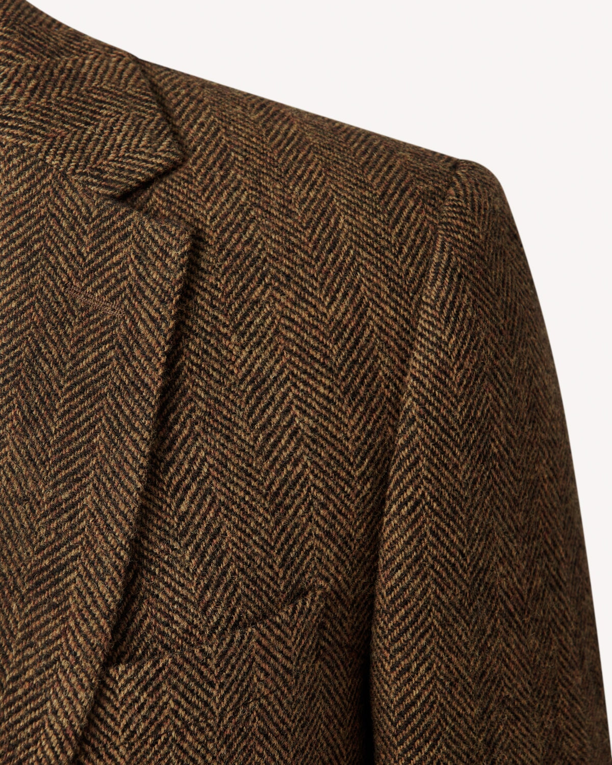 Bernard Weatherill SB2 Herringbone Fawn Tweed Jacket Olive Savile Row Gentlemens Outfitters